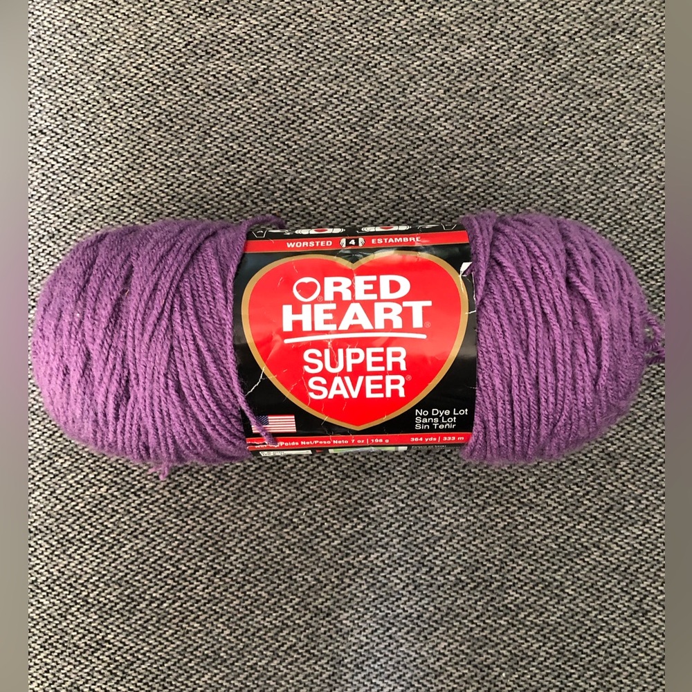 Red Heart Super Saver Yarn, One Skein, Color Is Medium Purple